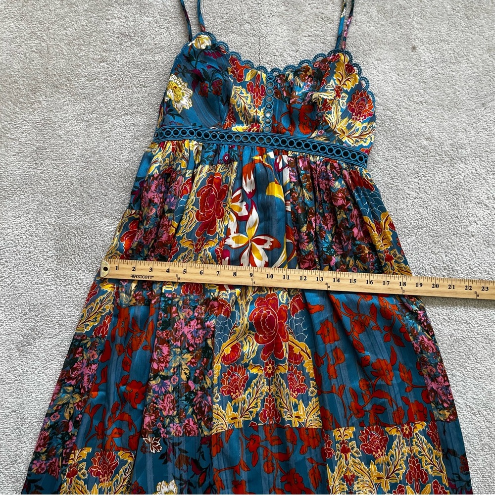 STELLAH NY FLORAL PATCH CAMI MIDI DRESS SIZE XS BOHO CHIC DATE FEMININE - Picture 10 of 13